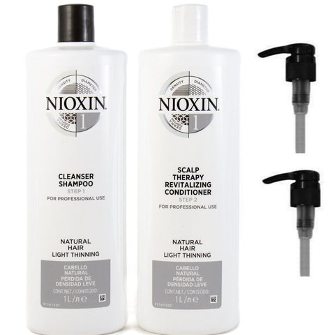 NIOXIN SYSTEM 1 CLEANSER SHAMPOO AND SCALP REVITALISER CONDITIONER 1000ML DUO
