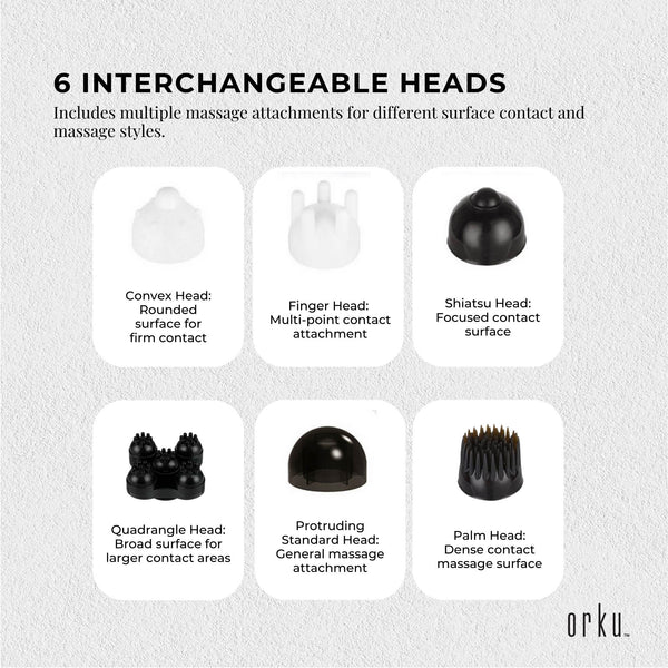 Orku Handheld Body Massager 6 Heads Adjustable Speed Neck