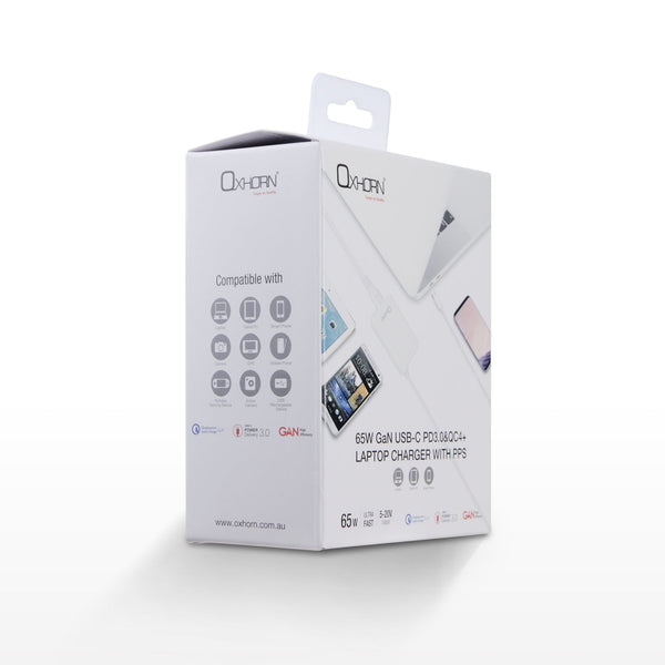 Oxhorn Type C GaN Charger 65W White - Electronics > Battery