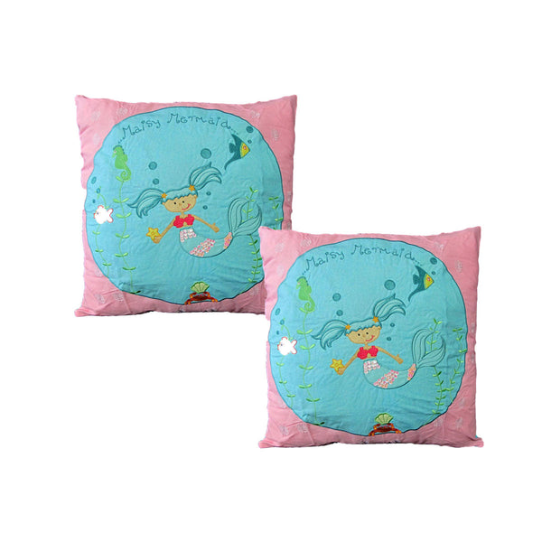Pack of 2 Shelley Mermaid Embroidered Cushion Covers 43 x