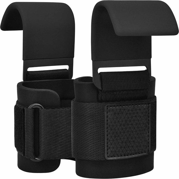 Pair Weight Lifting Hooks Straps Grip Wrist Wrap Support