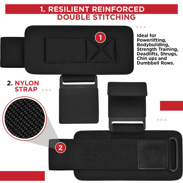 Pair Weight Lifting Hooks Straps Grip Wrist Wrap Support