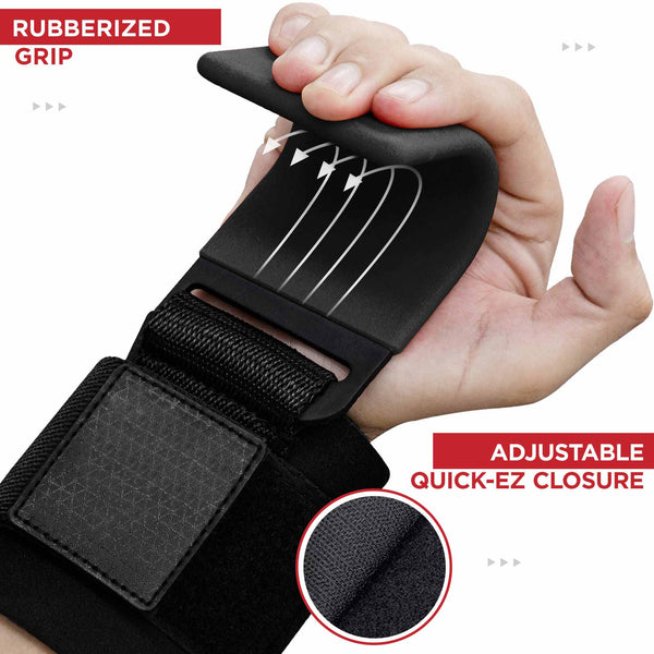 Pair Weight Lifting Hooks Straps Grip Wrist Wrap Support
