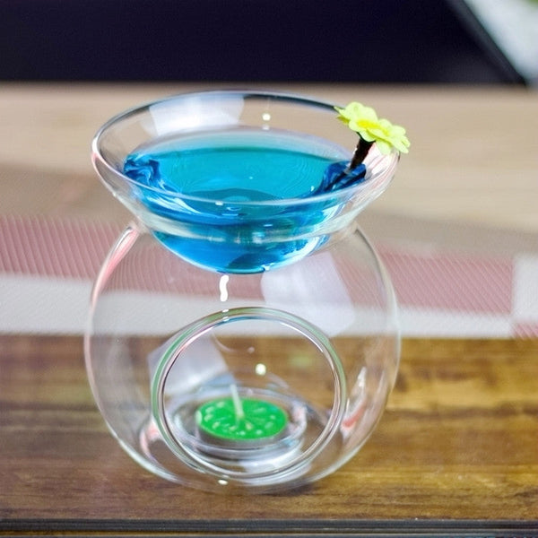 Perfume Scented Essential Oil Tealight Candle Burner Glass