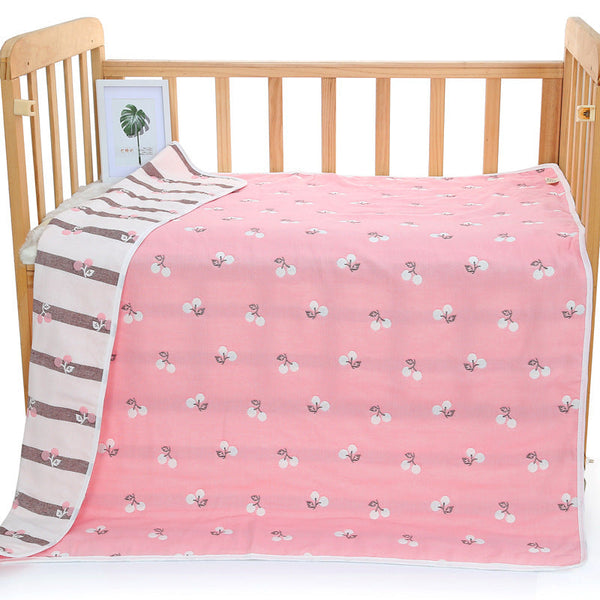 Pink Cherry 6-Layer Muslin Baby Blanket - Soft Cotton
