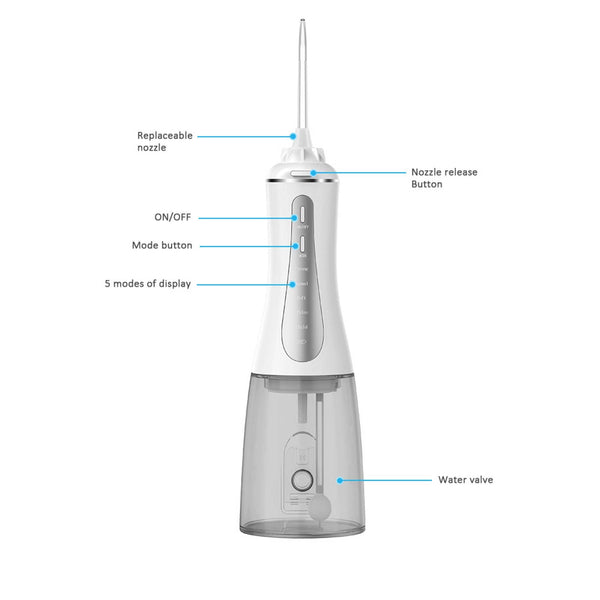Portable Oral Irrigator 350ml - Rechargeable Water Dental
