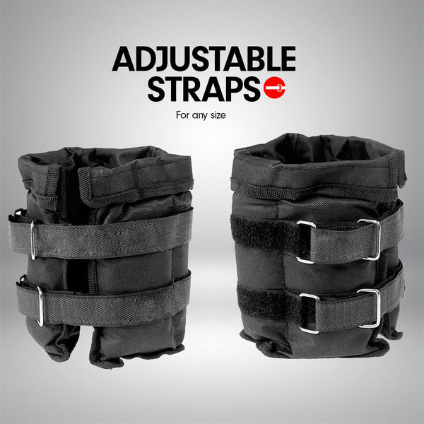 Powertrain Sports Pair 1kg Adjustable Ankle Weights Gym