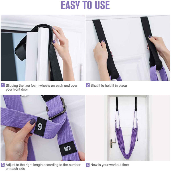 Purple Fitness Yoga Strap Band Waist Trainer Leg Door Swing