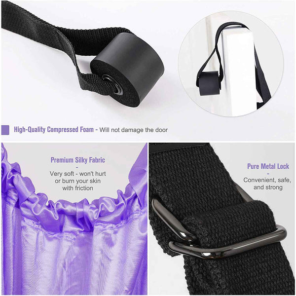 Purple Fitness Yoga Strap Band Waist Trainer Leg Door Swing
