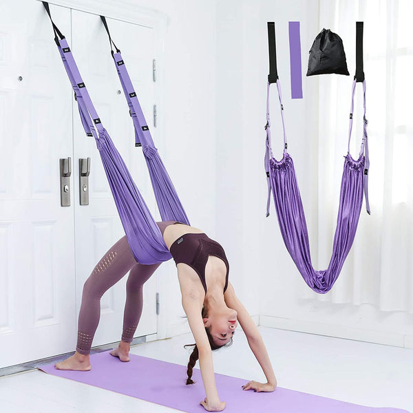 Purple Fitness Yoga Strap Band Waist Trainer Leg Door Swing