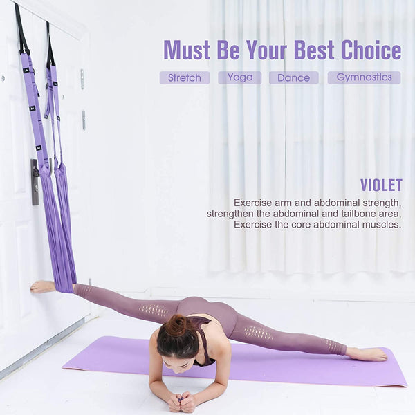 Purple Fitness Yoga Strap Band Waist Trainer Leg Door Swing