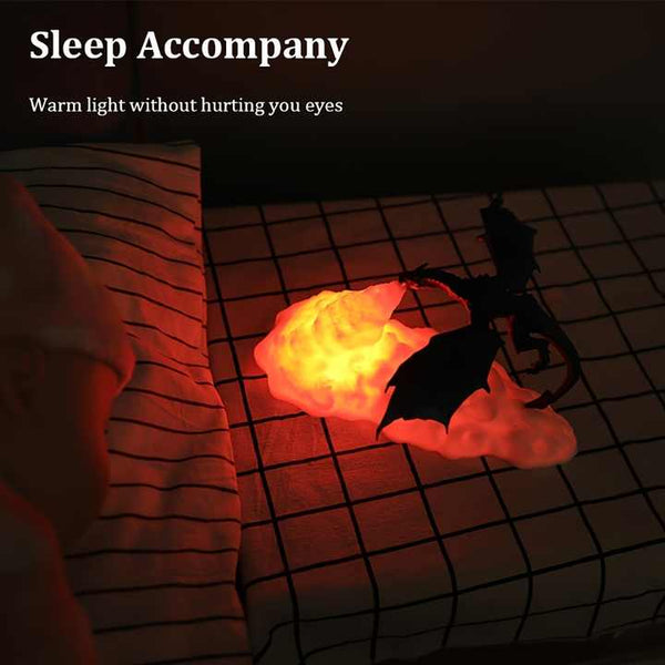 Red Fire Dragon 3D Printed LED Dragon Flame Night Light –