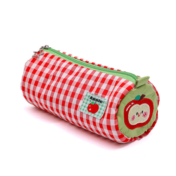 Red Vibrant Color Block Pencil Case - Large Capacity