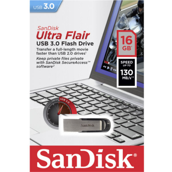 SANDISK 16GB CZ73 ULTRA FLAIR USB 3.0 FLASH DRIVE upto