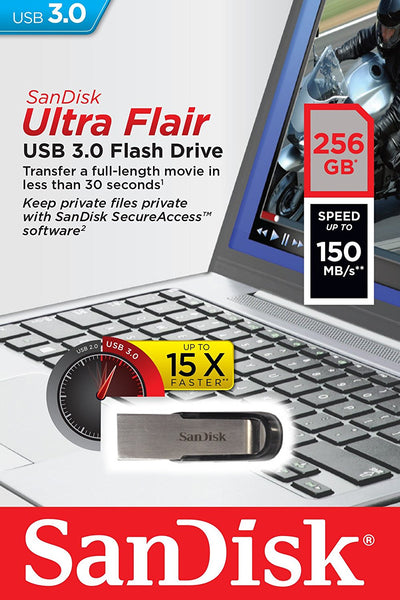 SANDISK 256GB CZ73 ULTRA FLAIR USB 3.0 FLASH DRIVE upto
