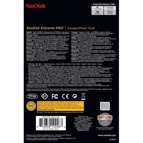 SanDisk Extreme Pro CFXP 64GB CompactFlash 160MB/s