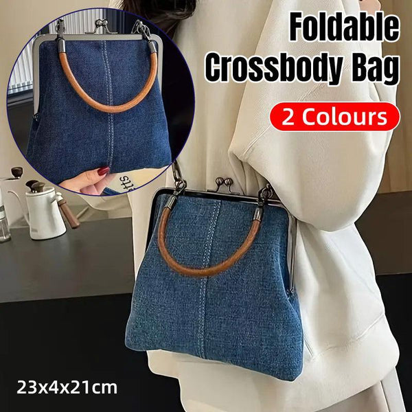 Small Handbag Women Tote Bag Cowboy Splicing Crossbody
