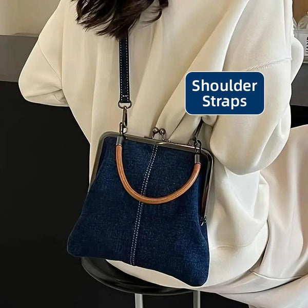 Small Handbag Women Tote Bag Cowboy Splicing Crossbody