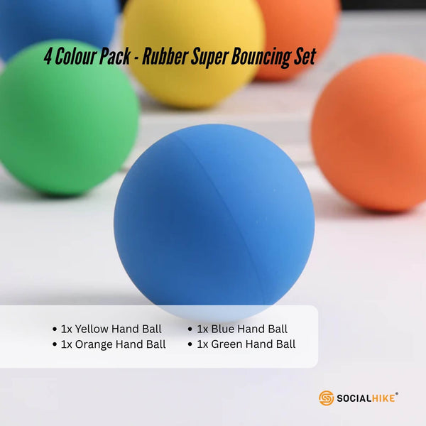 Social Hike High Bounce Hand Balls 4 Colour Pack - Rubber