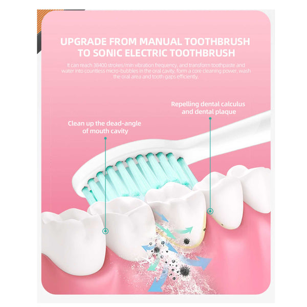 Sonic Electric Toothbrush White USB Wireless Charging Smart