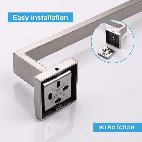 Square Hand Towel Holder Ring Wall Mounted Modern Towel Bar