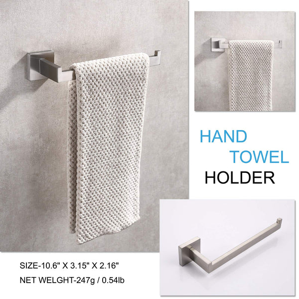 Square Hand Towel Holder Ring Wall Mounted Modern Towel Bar