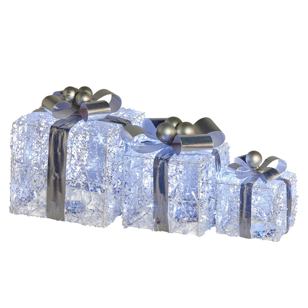 Swishmas Set Of 3 Christmas Gift Boxes With Lights