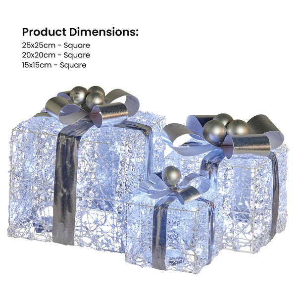 Swishmas Set Of 3 Christmas Gift Boxes With Lights