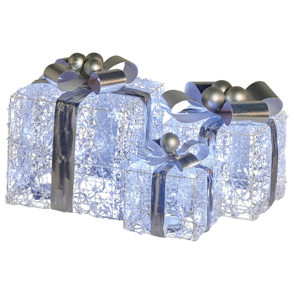 Swishmas Set Of 3 Christmas Gift Boxes With Lights
