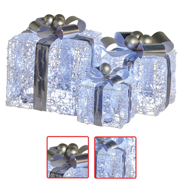 Swishmas Set Of 3 Christmas Gift Boxes With Lights