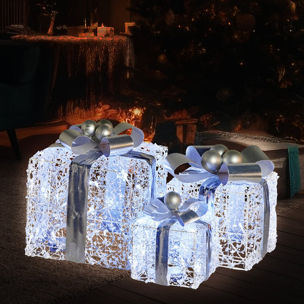 Swishmas Set Of 3 Christmas Gift Boxes With Lights