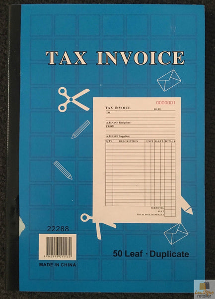 TAX INVOICE BOOK 50 Page Duplicate Statement Carbonless