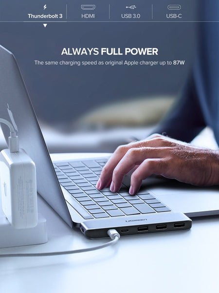 UGREEN Dual Type-C 5 in 1 to 3*USB3.0+ USB-C Female + PD