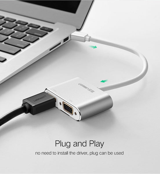 UGREEN Mini DP to HDMI/VGA converter Silver (20421) - Audio