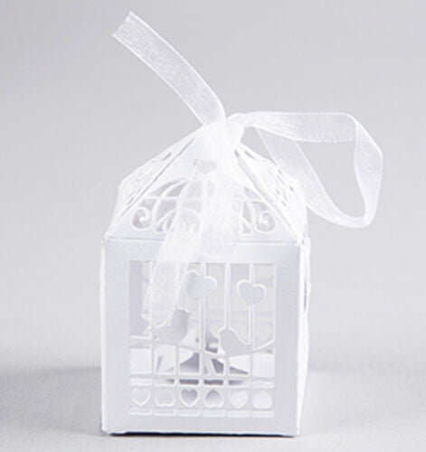 White Dove Bird Heart Wedding Bomboniere Favor Lolly Gift