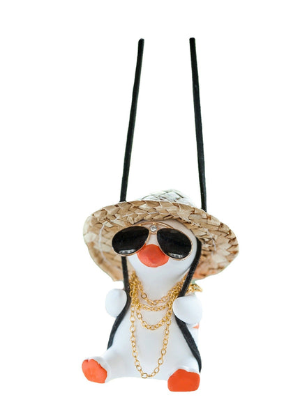 White + Orange 2 pcs Rocking Duck Car Ornament - Cute duck