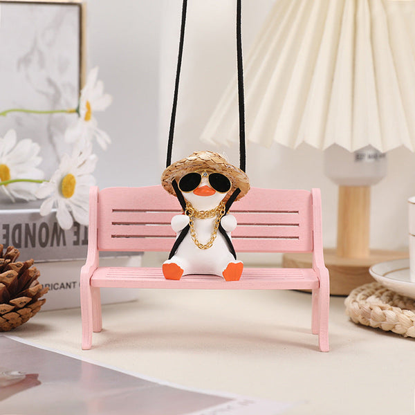 White + Orange 2 pcs Rocking Duck Car Ornament - Cute duck