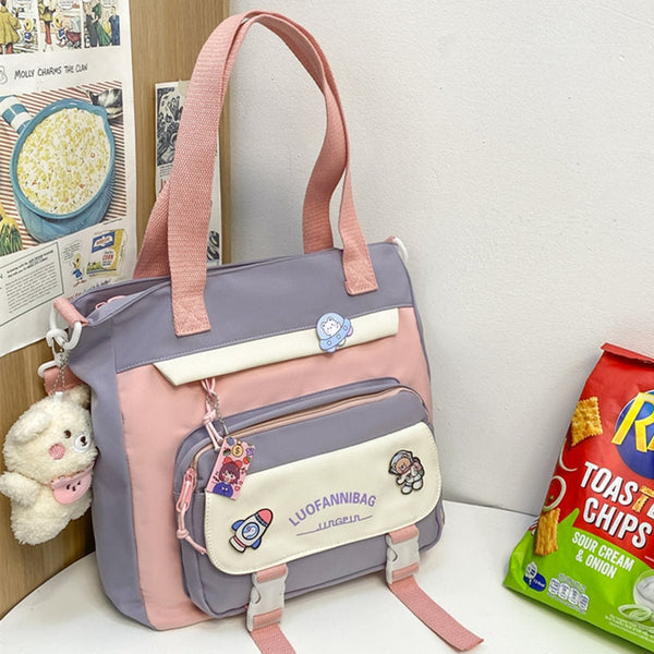 Women’s Kawaii Purple Shoulder Bag with Cute Bear Plush