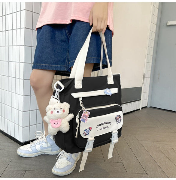 Women’s Kawaii Purple Shoulder Bag with Cute Bear Plush