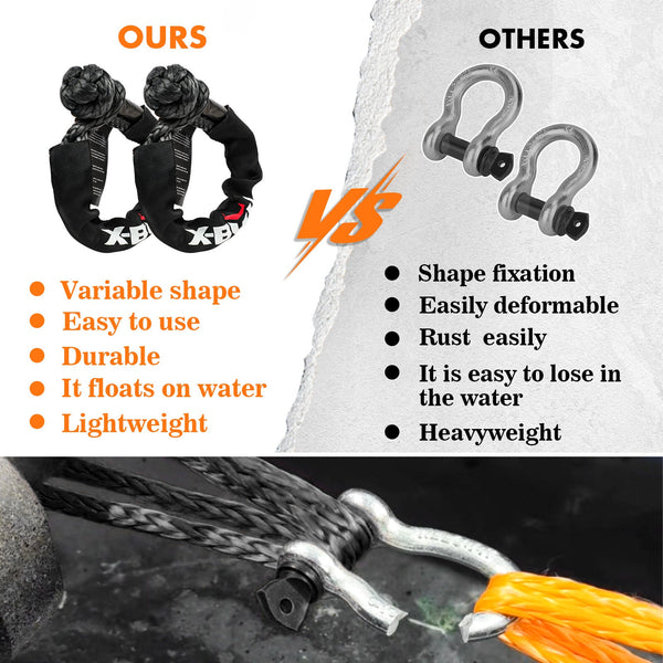 X-BULL 4WD Recovery Kit Off Road Snatch Strap Soft Shackles