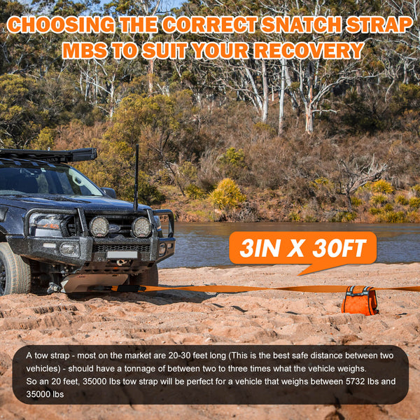 X-BULL 4WD Recovery Kit Off Road Snatch Strap Soft Shackles
