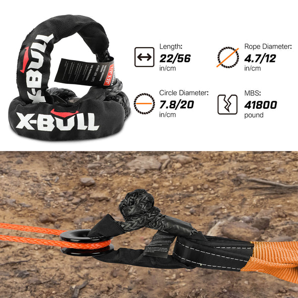 X-BULL 4WD Recovery Kit Off Road Snatch Strap Soft Shackles