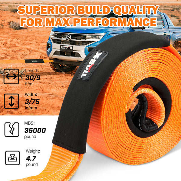 X-BULL 4WD Recovery Kit Off Road Snatch Strap Soft Shackles