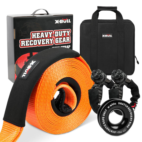 X-BULL 4WD Recovery Kit Off Road Snatch Strap Soft Shackles