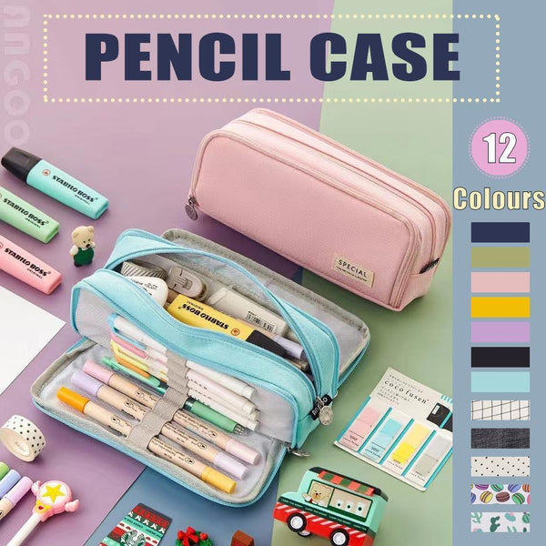 Zipper Pencil Case Large Capacity Storage Bag School