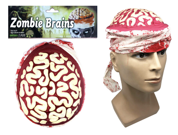 Zombie Brain Skull Cap Costume Halloween Bloody Headpiece