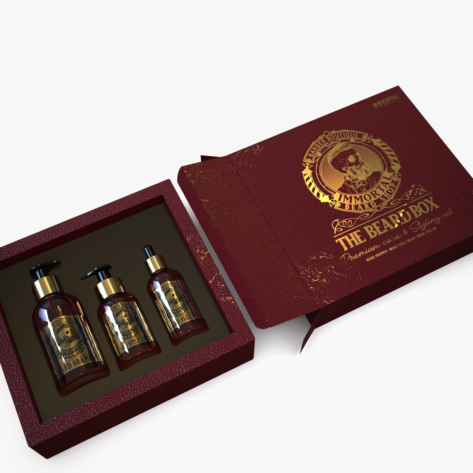 Immortal Premium Beard Pack - Beard Shampoo, Style Cream & Oil