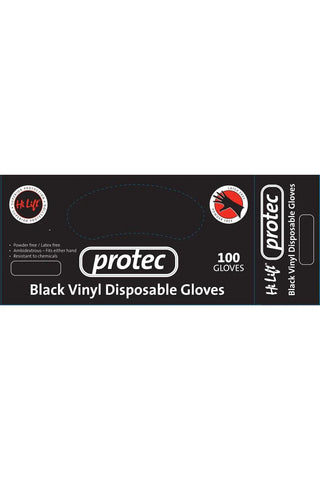 Hi Lift Protec Black Vinyl Disposable Gloves