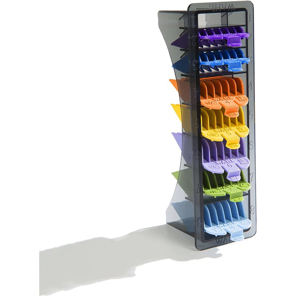 Wahl Professional 8 Color Coded Cutting Guides with Organizer #3170-400 – Great for Professional Stylists and Barbers – Cutting Lengths from 1/8” to 1